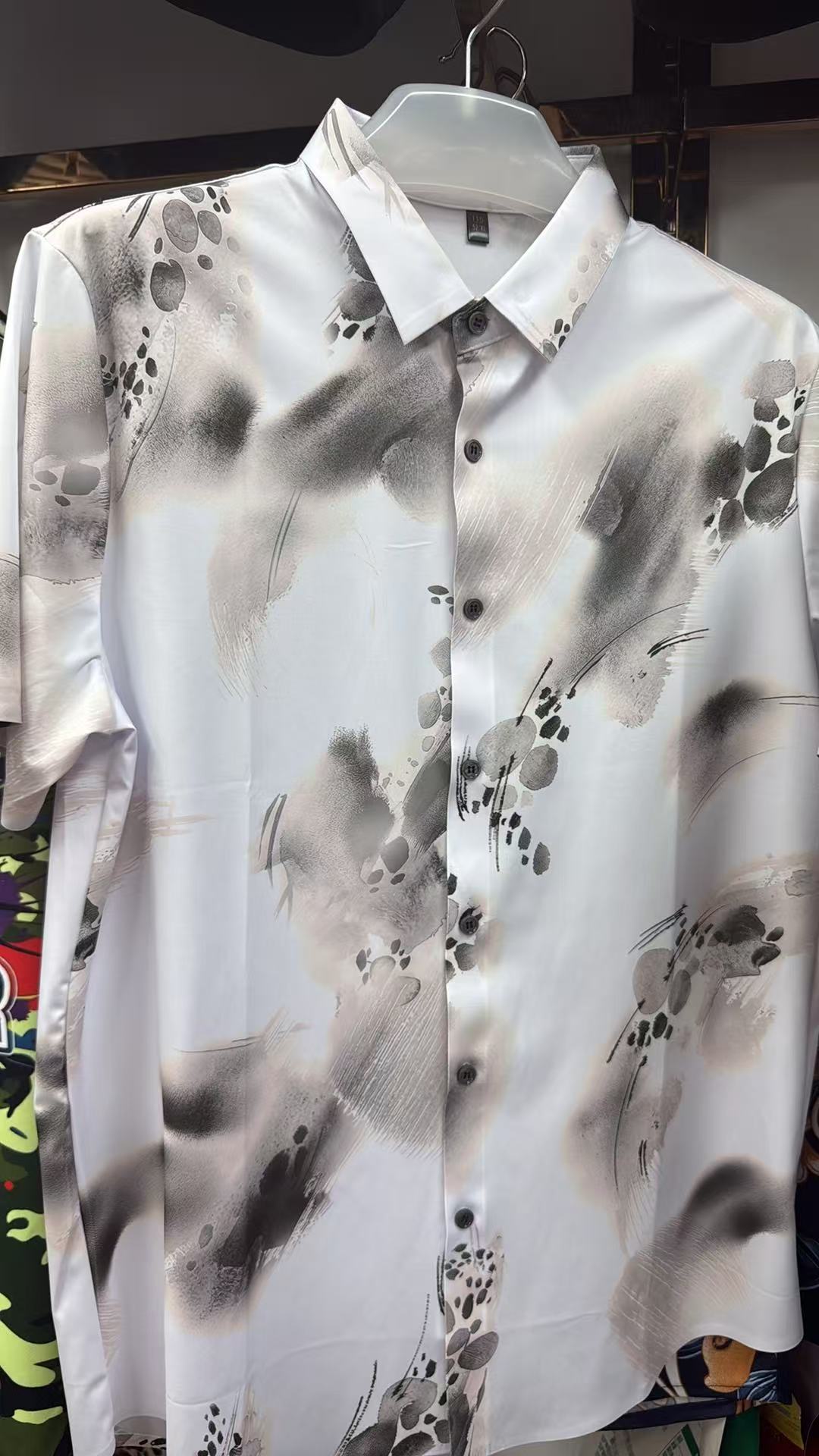 Ink-Wash Print Short Sleeve Shirt